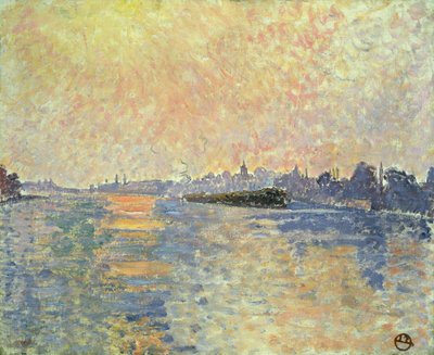 Sunset on the Thames at Chiswick by Lucien Pissarro